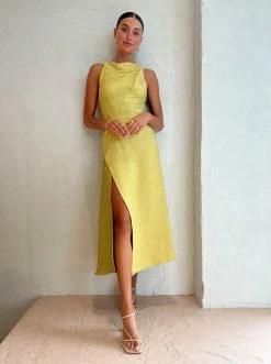 One Fell Swoop Frida Midi Dress In Golden Straw