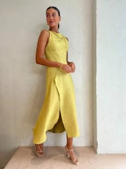 One Fell Swoop Frida Midi Dress In Golden Straw -Coco & Lola SHOP One Fell Swoop Low Res Eden 188 600x