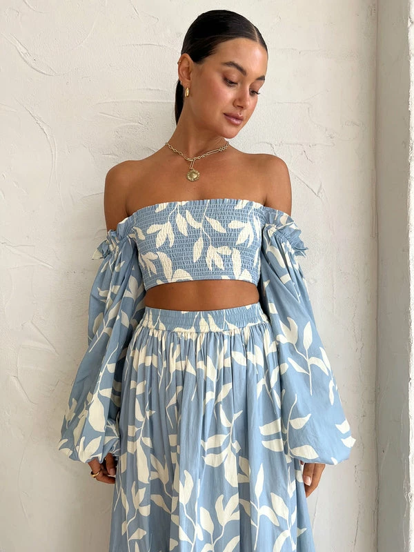 Palm Noosa Audrey Skirt In Eves Leaves Blue 4 Palm Noosa Audrey Skirt In Eves Leaves Blue - Image 2