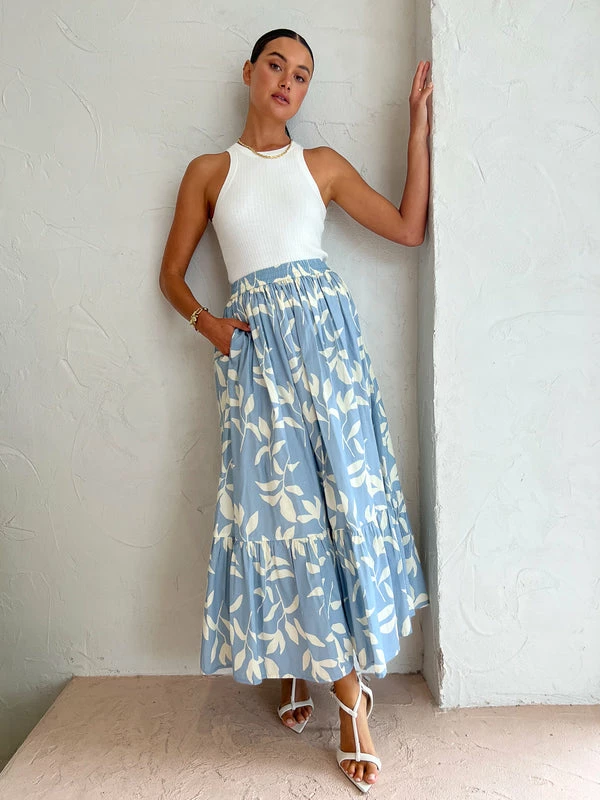 Palm Noosa Audrey Skirt In Eves Leaves Blue 7 Palm Noosa Audrey Skirt In Eves Leaves Blue - Image 5
