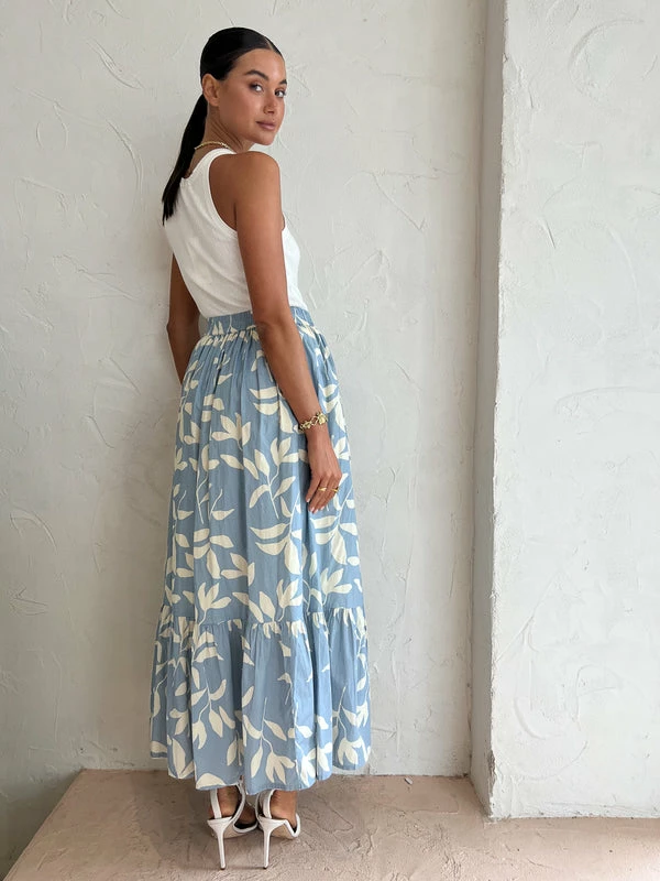 Palm Noosa Audrey Skirt In Eves Leaves Blue 8 Palm Noosa Audrey Skirt In Eves Leaves Blue - Image 6