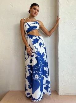 Sir Vivi Asymmetrical Cut Out Dress In Merce Abstract Print