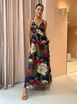 Sir Bonita V Neck Gown In Garcia Floral Print