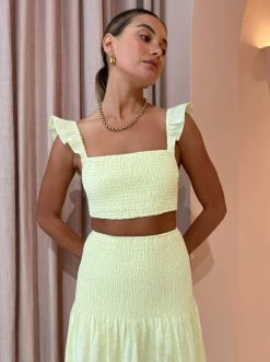 Sir Francesca Shirred Maxi Skirt In Butter -Coco & Lola SHOP SIR Low Res 120 600x