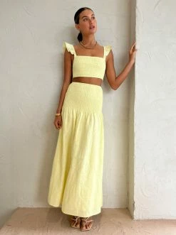 Sir Francesca Shirred Maxi Skirt In Butter -Coco & Lola SHOP SIR Low Res 129 ea420d79 5169 4bfb b651 79f6854ecf8b 600x