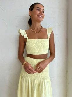 Sir Francesca Shirred Maxi Skirt In Butter -Coco & Lola SHOP SIR Low Res 133 2aaef2be 3307 44dd b4cd 992d4c6f0a98 600x