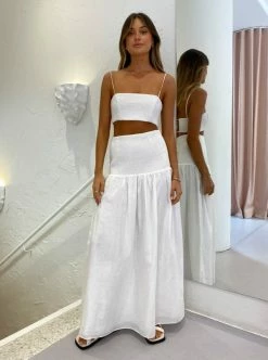 Sir Diana Smocked Maxi Skirt In Ivory