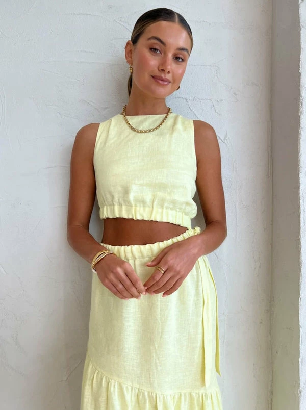 Sir Francesca Asymmetrical Cut Out Dress In Butter 4 Sir Francesca Asymmetrical Cut Out Dress In Butter - Image 2