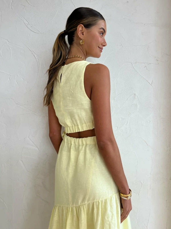 Sir Francesca Asymmetrical Cut Out Dress In Butter 5 Sir Francesca Asymmetrical Cut Out Dress In Butter - Image 3