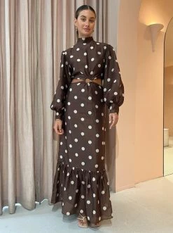 Sir Vivi Cut Out Maxi Dress In Marlon Polka Dot