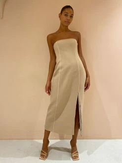 Sir Monte Strapless Dress In Tan -Coco & Lola SHOP SIR Low Res 16March 202 600x