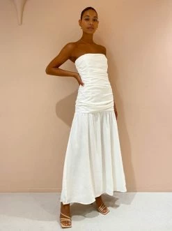 Sir Cael Gathered Midi Dress In Ivory -Coco & Lola SHOP SIR Low Res 16March 242 600x