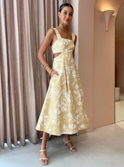 Shona Joy Farrah Cut Out Midi Dress In Sand/Ivory -Coco & Lola SHOP ShonaJoy Lowres 168 600x