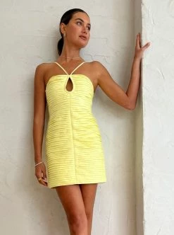 Shona Joy Thea Keyhole Mini Dress In Limoncello