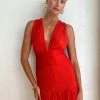 Shona Joy Leilani Mini Plunge Tie Back Dress In Hibiscus