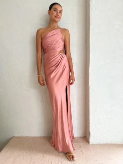 Coco & Lola SHOP 23 Shona Joy Asymmetrical Gathered Maxi Dress In Antique Rose