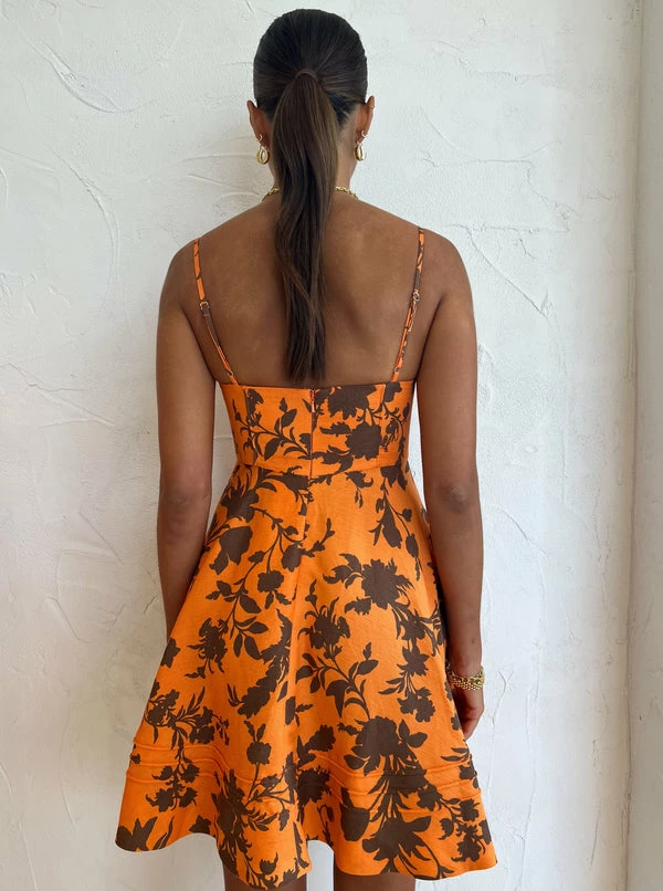 Shona Joy Uli Corded Circle Mini Dress In Papaya/Cacao 5 Shona Joy Uli Corded Circle Mini Dress In Papaya/Cacao - Image 3