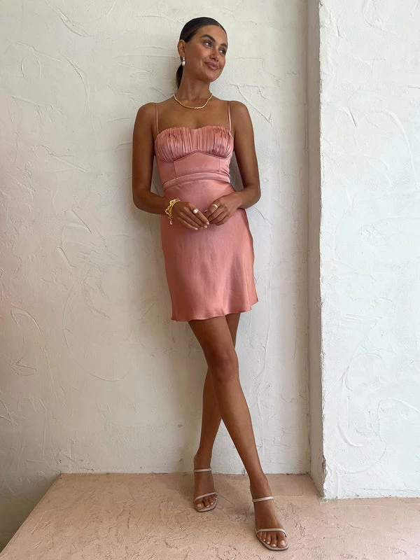 Shona Joy Corded Ruched Mini Dress In Antique Rose 8 Shona Joy Corded Ruched Mini Dress In Antique Rose - Image 6