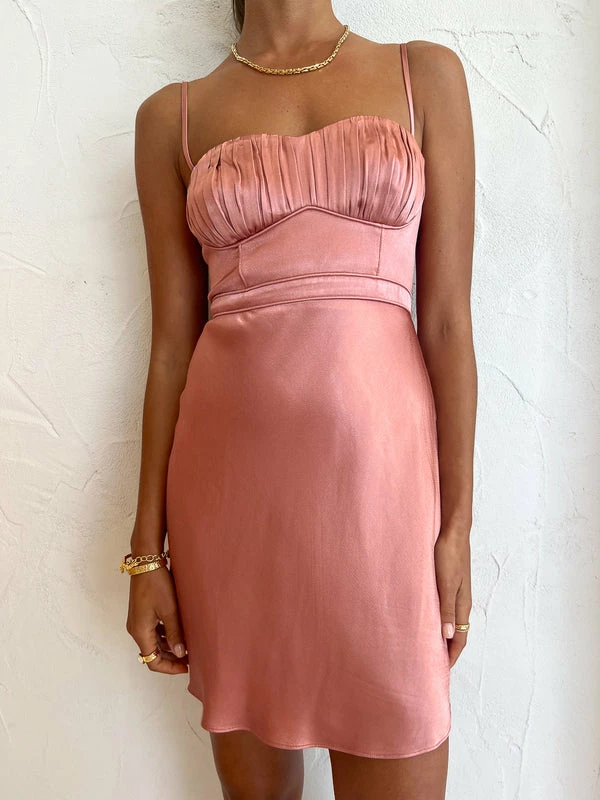 Shona Joy Corded Ruched Mini Dress In Antique Rose 4 Shona Joy Corded Ruched Mini Dress In Antique Rose - Image 2