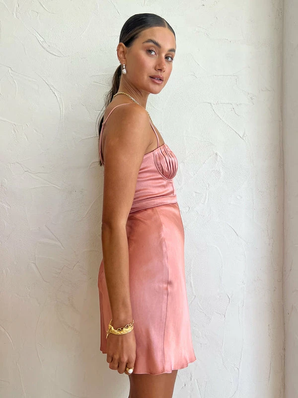 Shona Joy Corded Ruched Mini Dress In Antique Rose 5 Shona Joy Corded Ruched Mini Dress In Antique Rose - Image 3