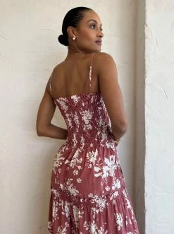 Shona Joy Cali Shirred Tiered Midi Dress In Strawberry/Cream -Coco & Lola SHOP Shona Joy Low Res 117 4aa379a4 b6ad 4825 996a b4778507917d 600x