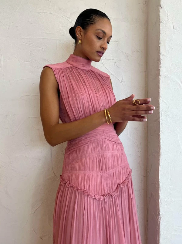 Shona Joy Lauren High Neck Midi Dress In Blush 4 Shona Joy Lauren High Neck Midi Dress In Blush - Image 2