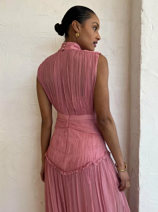 Shona Joy Lauren High Neck Midi Dress In Blush 6 Shona Joy Lauren High Neck Midi Dress In Blush - Image 4