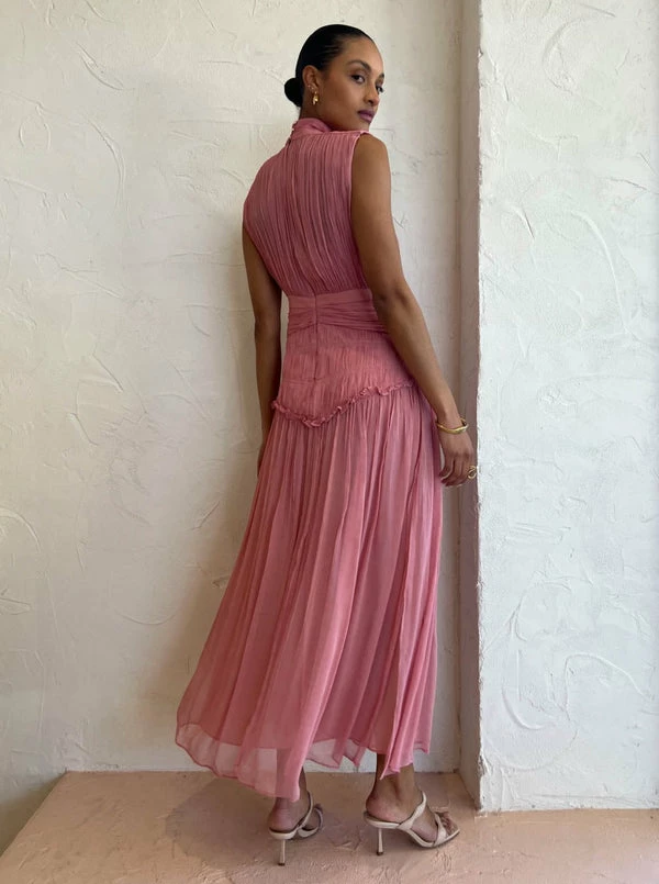 Shona Joy Lauren High Neck Midi Dress In Blush 7 Shona Joy Lauren High Neck Midi Dress In Blush - Image 5