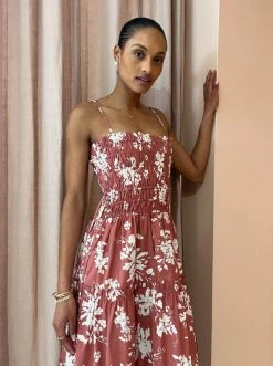 Shona Joy Cali Shirred Tiered Midi Dress In Strawberry/Cream -Coco & Lola SHOP Shona Joy Low Res 97 860f66a2 72d6 4b76 b01e e607e4ad1dd9 600x