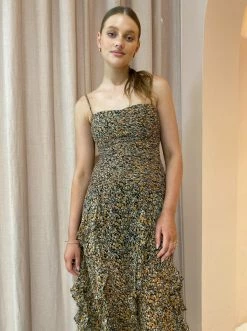 Shona Joy Paloma Ruched Frill Maxi Dress In Olive/Multi -Coco & Lola SHOP Shona lowres 2march feb 10 600x