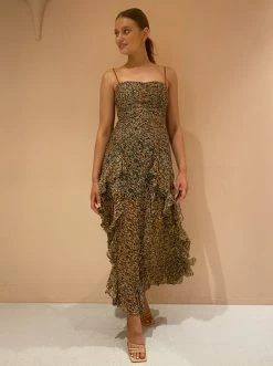Shona Joy Paloma Ruched Frill Maxi Dress In Olive/Multi -Coco & Lola SHOP Shona lowres 2march feb 2 600x