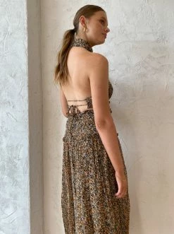 Shona Joy Paloma High Neck Cut Out Midi Dress In Olive/Multi -Coco & Lola SHOP Shona lowres 2march feb 43 600x