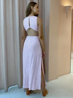 The Wolf Gang Audrey Cut Out Maxi Dress In Pink Check -Coco & Lola SHOP TWG lowres 28Feb 93 600x