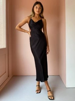 Shona Joy Thalia Bias Cut Out Midi Dress In Black