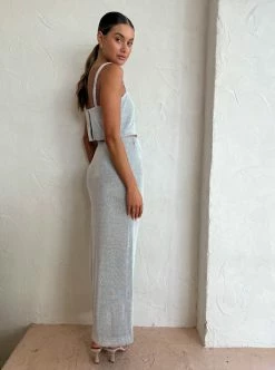 Third Form Heavy Metal Knit Maxi Skirt In Silver -Coco & Lola SHOP Third Form Eden Low Res 60 600x