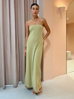 Third Form Strapless Maxi Dress In Khaki
