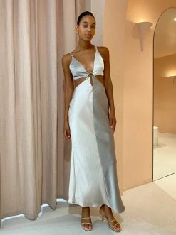 Bec & Bridge Felix V Maxi Dress In Stone Multi